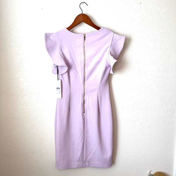Calvin Klein Lavender Flutter Sleeve Sheath Dress Size 6 NWT - Picture 2 of 7